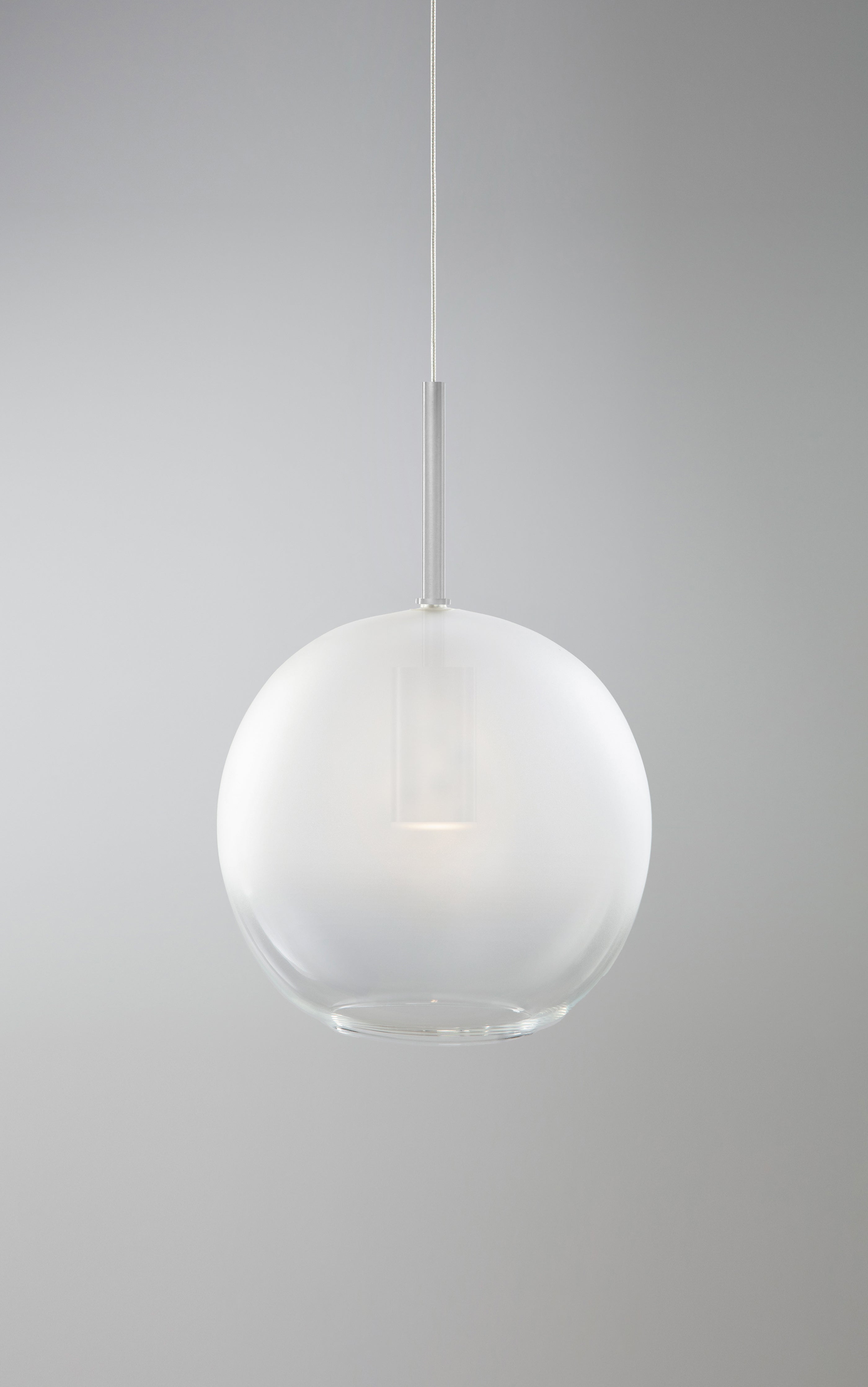 Blow Frosted Suspension - Downlight - Large - Silver